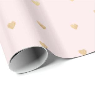 Papier Cadeau Les coeurs d'or rougissent rose