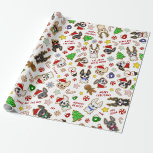 Papier Cadeau Les cookies de Noël français enveloppent le papi