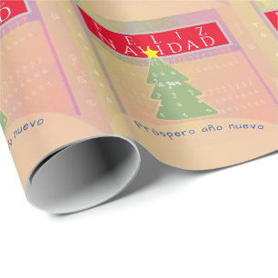 Papier Cadeau Les couleurs plus vives de "Feliz Navidad" à l'am