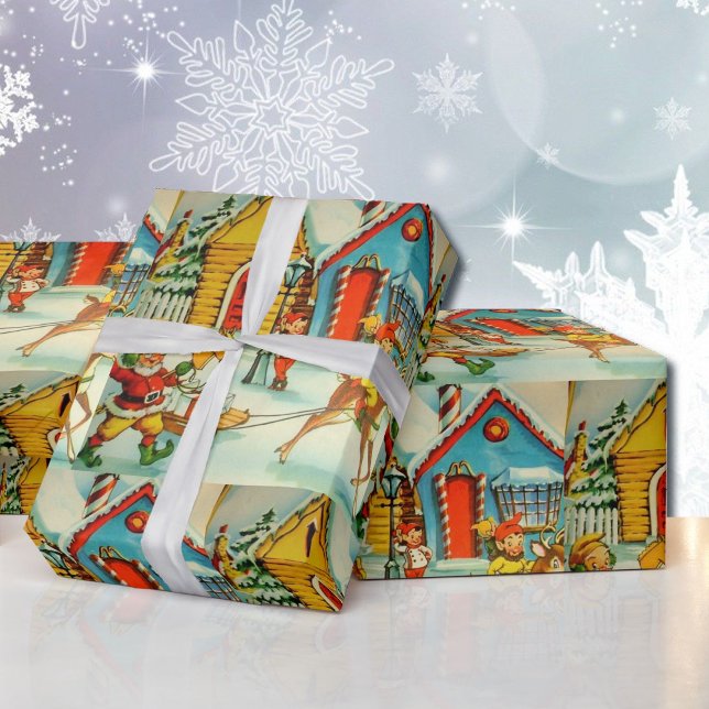 Papier Cadeau Les elfes nostalgiques du Père Noël au pôle Nord (Créateur téléchargé)