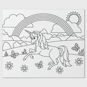 Papier Cadeau Les enfants me colorent Unicorn Rainbow