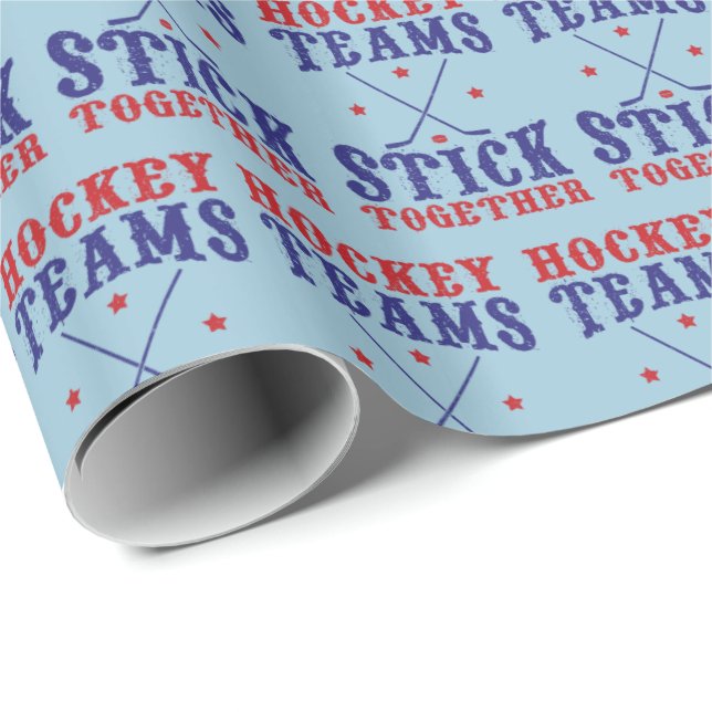 Papier Cadeau Les Équipes De Hockey Stick Ensemble Enveloppement (Coin rond)
