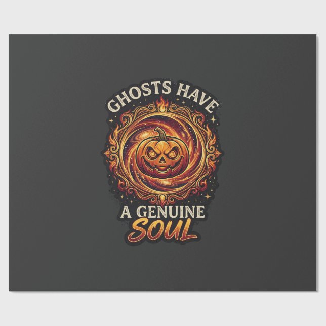 Papier Cadeau Les fantômes ont une véritable âme Haloween Citrou (Plat)