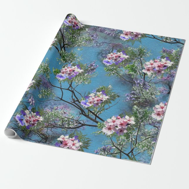Papier Cadeau Les fleurs du printemps de Jacaranda répètent les  (Déroulé)
