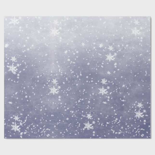 Papier Cadeau Les flocons blancs qui tombent du ciel violet hive (Plat)