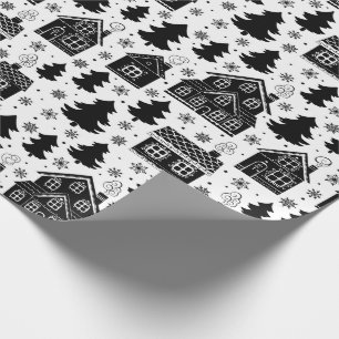 Papier Cadeau Les flocons de neige de la Maison Blanche Noire de