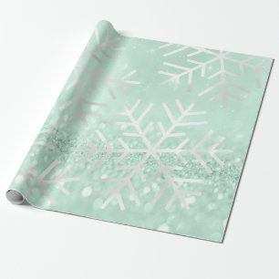 Papier Cadeau Les flocons de neige Parties scintillant gris Noël