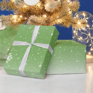 Papier Cadeau Les flocons de neige vert et blanc