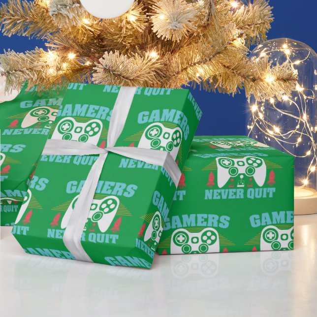 Papier Cadeau Les gamers de Noël n'arrêtent jamais d'emballer le (Vacances)