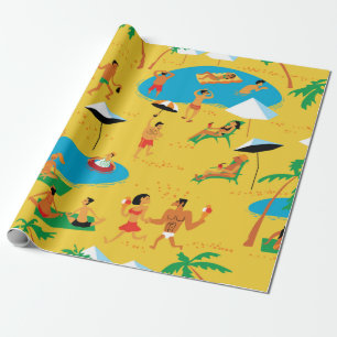 Papier Cadeau Les gens de plage d'été sans couture motif. Retour