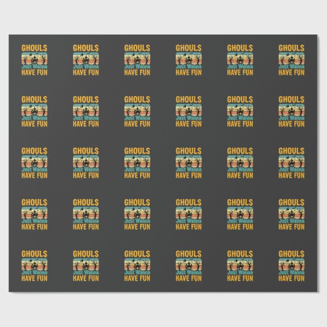 Papier Cadeau Les goules veulent juste s'amuser Design Halloween (Plat)