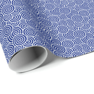 Papier Cadeau Les Japonais tourbillonnent motif - bleu marine et