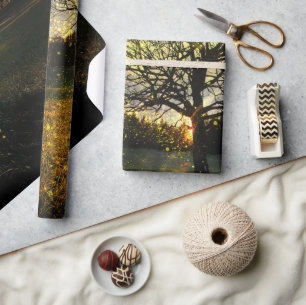 Papier Cadeau Les lucioles magiques paysage onirique