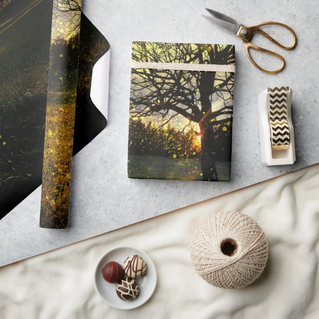 Papier Cadeau Les lucioles magiques paysage onirique (Artisanat)