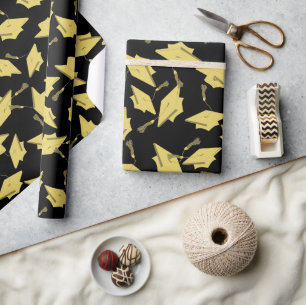 Papier Cadeau Les manchons d'or en l'air sur Black Fun Party