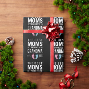 Papier Cadeau Les Meilleures Mamans Sont Promues Grand-Mère Ét 2