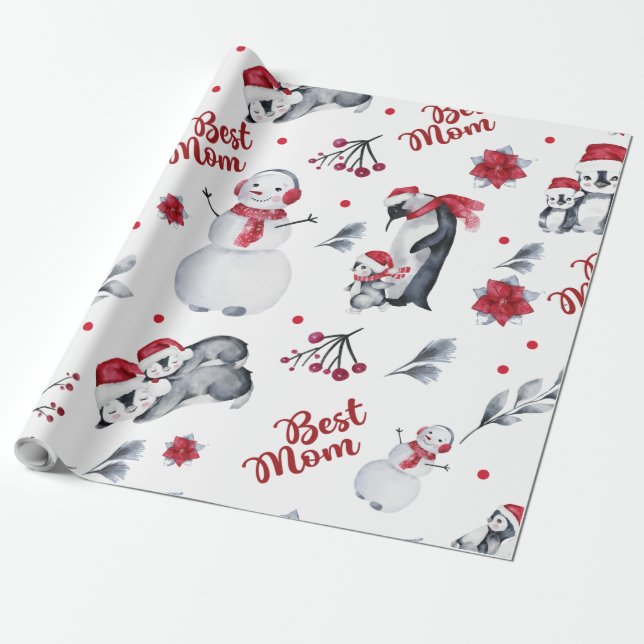 Papier Cadeau Les Meilleurs Pingouins de Noël (Déroulé)