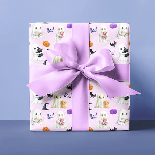 Papier Cadeau Les mignons Fantômes Halloween Pink Pastels