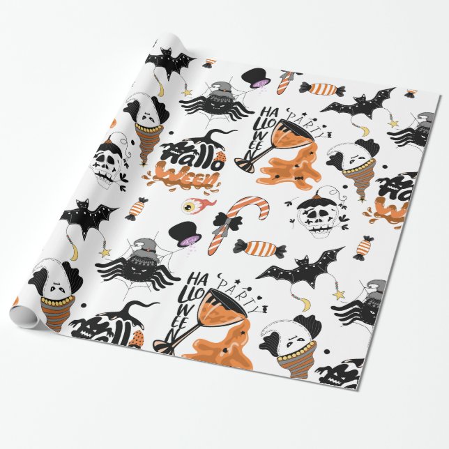 Papier Cadeau Les monstres de fête d'Halloween (Déroulé)