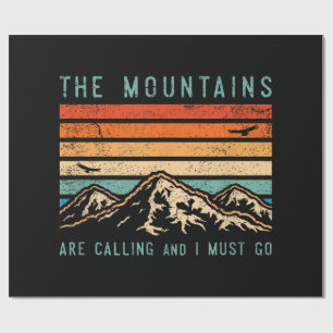 Papier Cadeau Les montagnes appellent et je dois aller rétro vin