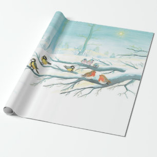 Papier Cadeau Les oiseaux forestiers en hiver