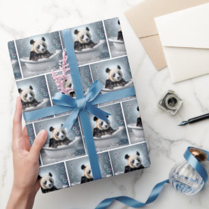 Papier Cadeau Les Ours De Panda Dans Le Bain De Bulle