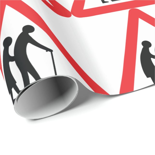 Papier Cadeau Les personnes âgées de PRÉCAUTION - poteau de (Coin rond)