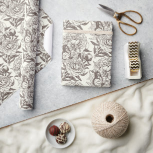 Papier Cadeau Les pivoines et les papillons bloquent l'impressio