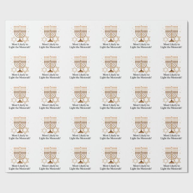 Papier Cadeau Les plus susceptibles d'éclairer l'Hanoukka Menora (Plat)