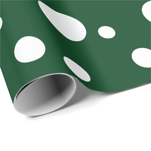 Papier Cadeau Les Pois verts et blancs foncés (Coin rond)
