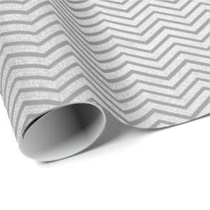 Papier Cadeau Les rayures Chevron raye le gris argenté du