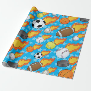 Papier Cadeau Les sports d'flammes personnalisables