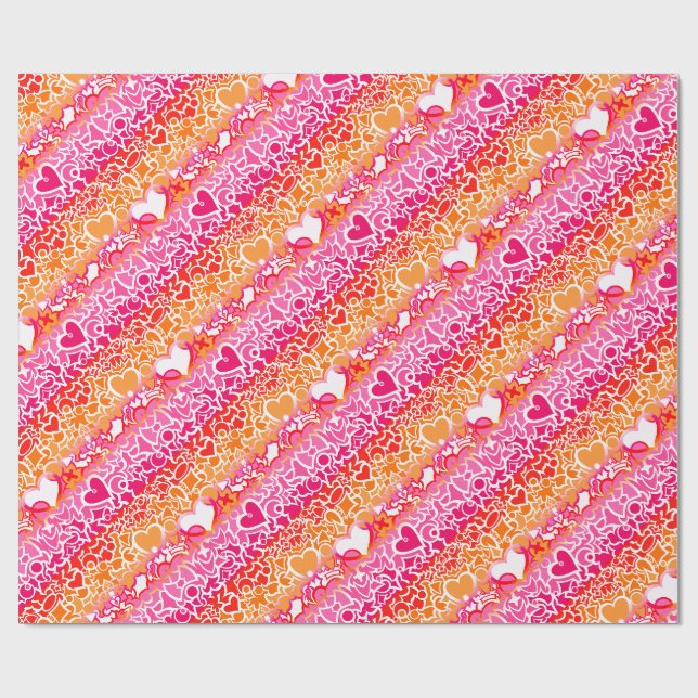 Papier Cadeau Lesbienne Sunset Pride Squiggle (Plat)