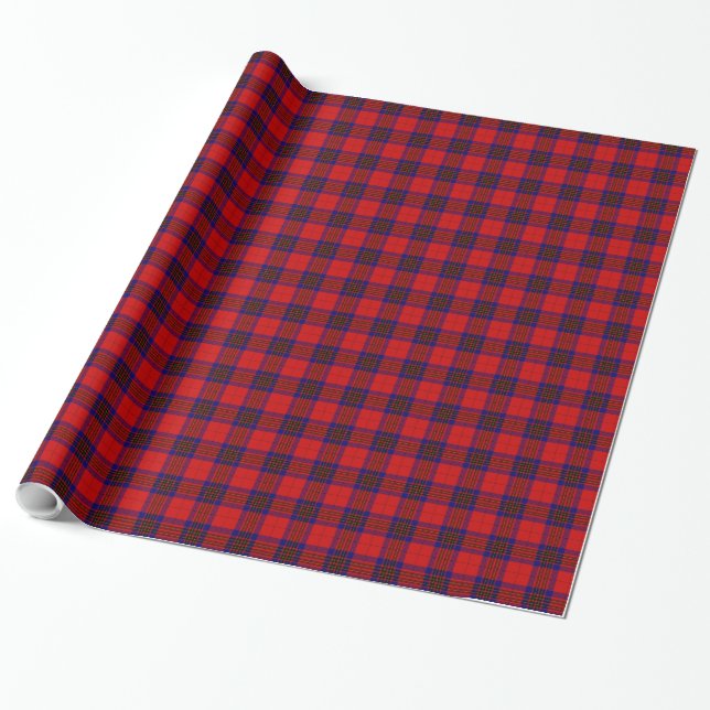 Papier Cadeau Leslie tartan rouge bleu violet plaid (Déroulé)