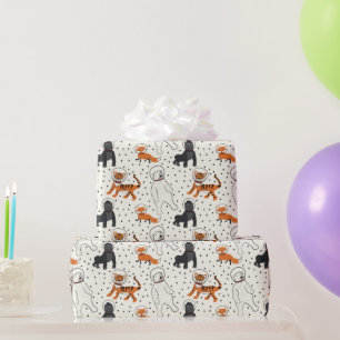 Papier Cadeau L'espace est le modèle des astronautes animaux sau