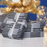 Papier Cadeau Let's Go Brandon American Flag<br><div class="desc">Let's Go Brandon ! American Flag stars and stripes in black on a digital brushed silver gray background. Funny,  humorous gift wrap for the Trump fan or supporter supporter in your life! Works for any poison d'occasion throughout the year,  whetherit's birthday,  Christmas,  Father's Day ou anytime.</div>