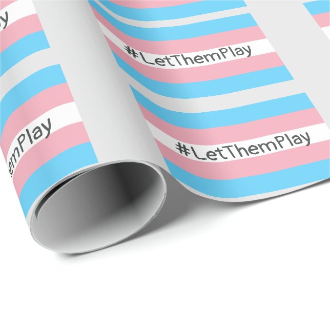 Papier Cadeau #Let'ThemPlay Drapeau Transgenre Athlètes (Coin rond)