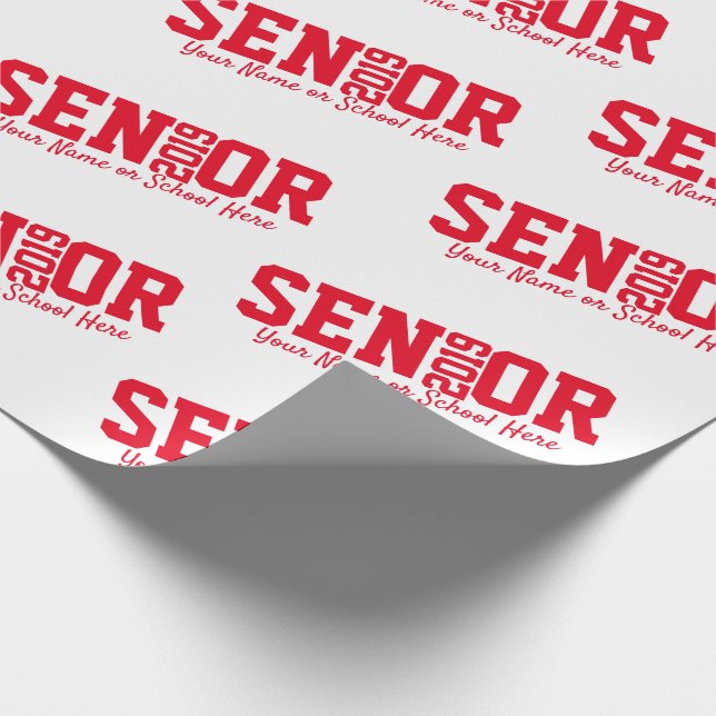 Papier Cadeau Lettre bloc senior personnalisée Classe de rouge 2 (Coin)