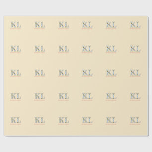 Papier Cadeau lettre de nom monogramme pêche rétro pastel gras