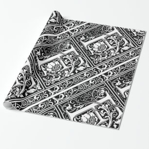 Papier Cadeau Lettre F Médiévale Monogramme Art Nouveau