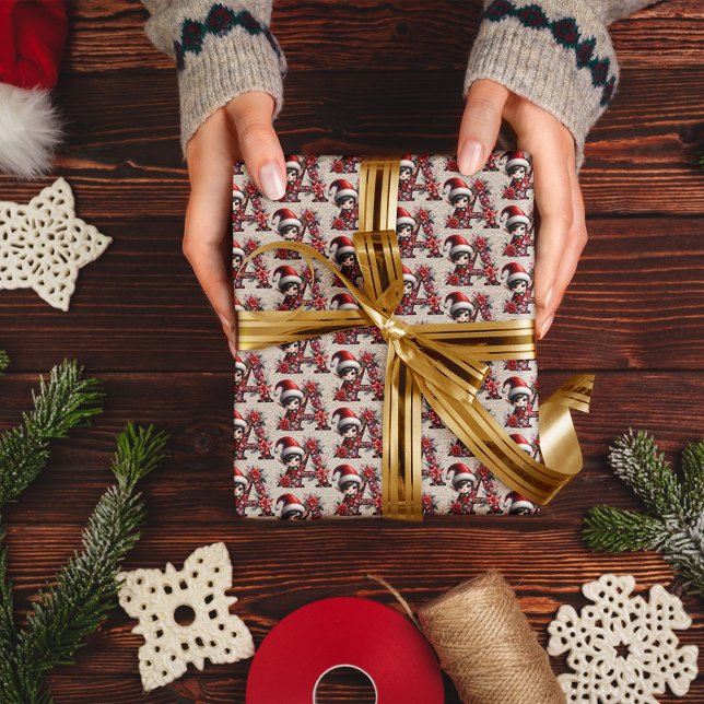 Papier Cadeau LETTRE Festive A Joyeux elfe de Noël (Créateur téléchargé)