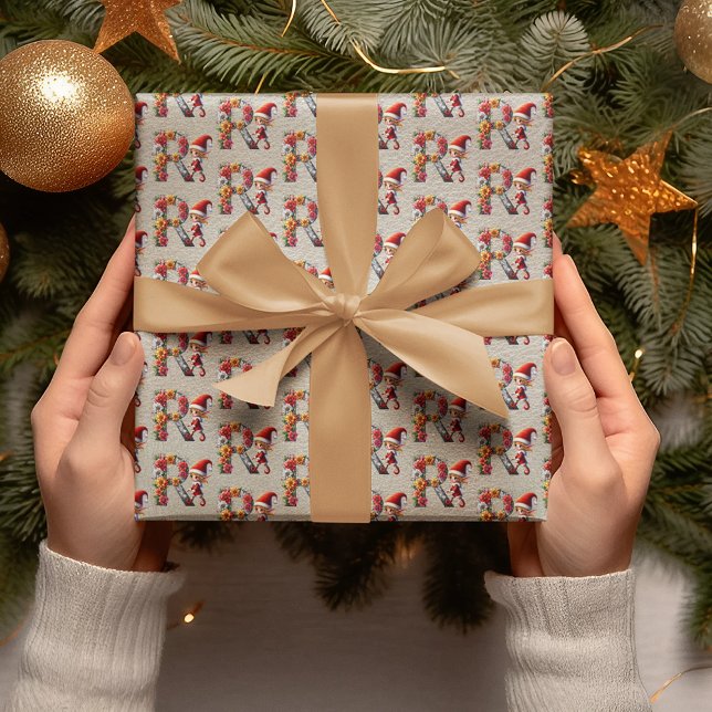 Papier Cadeau LETTRE Festive Joyeuse Elfe de Noël R (Créateur téléchargé)