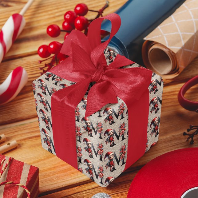 Papier Cadeau LETTRE Festive Joyeuse Elfe M Noël (Créateur téléchargé)