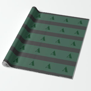 Papier Cadeau Lettre initiale de monogramme personnalisé vert ré