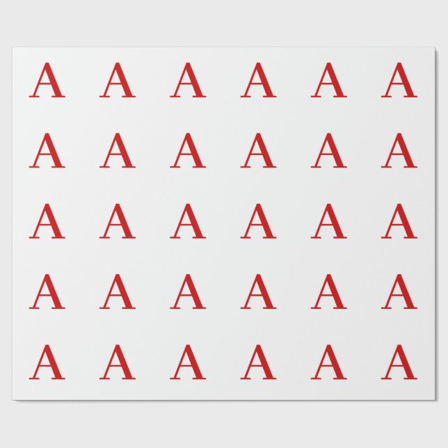 Papier Cadeau Lettre initiale de monogramme rouge blanc moderne  (Plat)