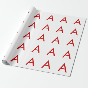 Papier Cadeau Lettre Initiale Monogramme Rouge Blanc Moderne Sim