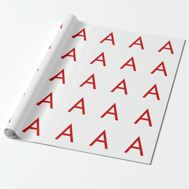 Papier Cadeau Lettre Initiale Monogramme Rouge Blanc Moderne Sim (Déroulé)