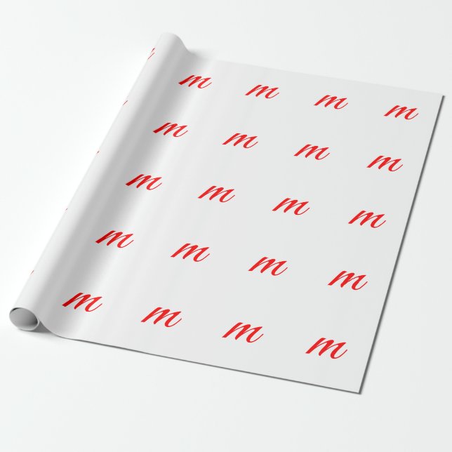 Papier Cadeau Lettre initiale rouge monogramme professionnel mod (Déroulé)