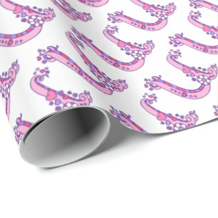 Papier Cadeau Lettre initiale U monogramme rose enveloppement pe