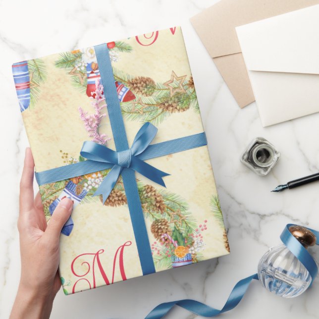 Papier Cadeau LETTRE Joyeuse Joyeuse DE JEUX DE NOËL ROUGE JaUNE (Cadeaux)